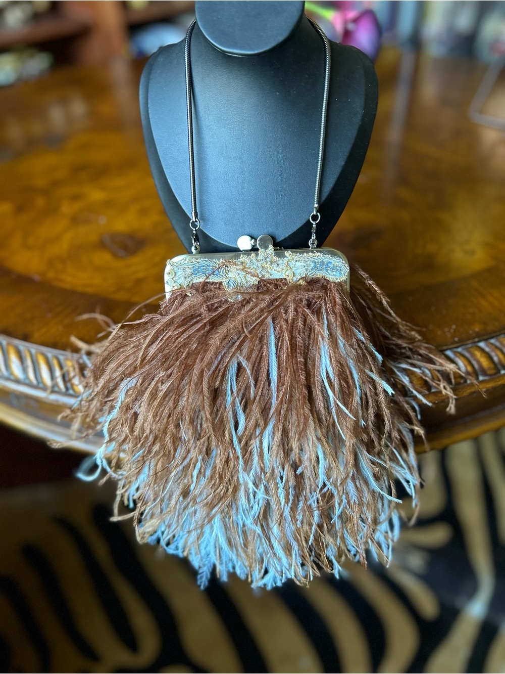 Moo Roo Ostrich Feather Purse